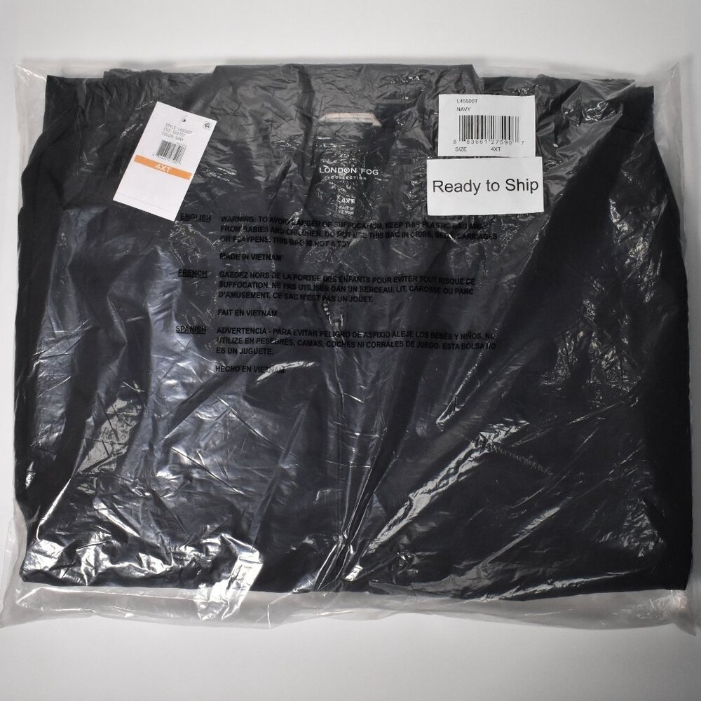 London Fog Auburn Golf Jacket Men 4XT Navy Blue Lightweight Zip Front Coat NEW - Picture 6 of 9